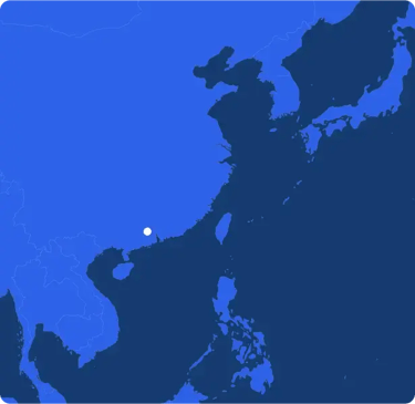 blue map with a white dot on Guangzhou