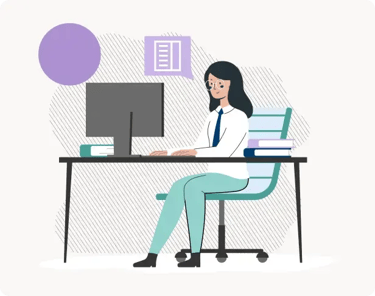 illustration graphic of woman working at desk